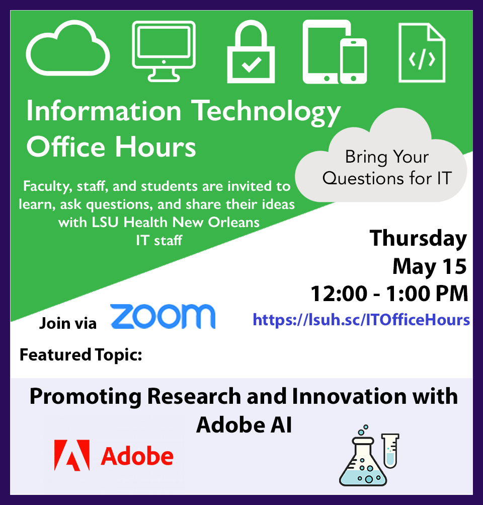 Event Title: Adobe AI - Promoting Research and Innovation , Event Date: May 15, Starting at 12:00 PM and ending at 01:00 PM in Building: None Room: Zoom