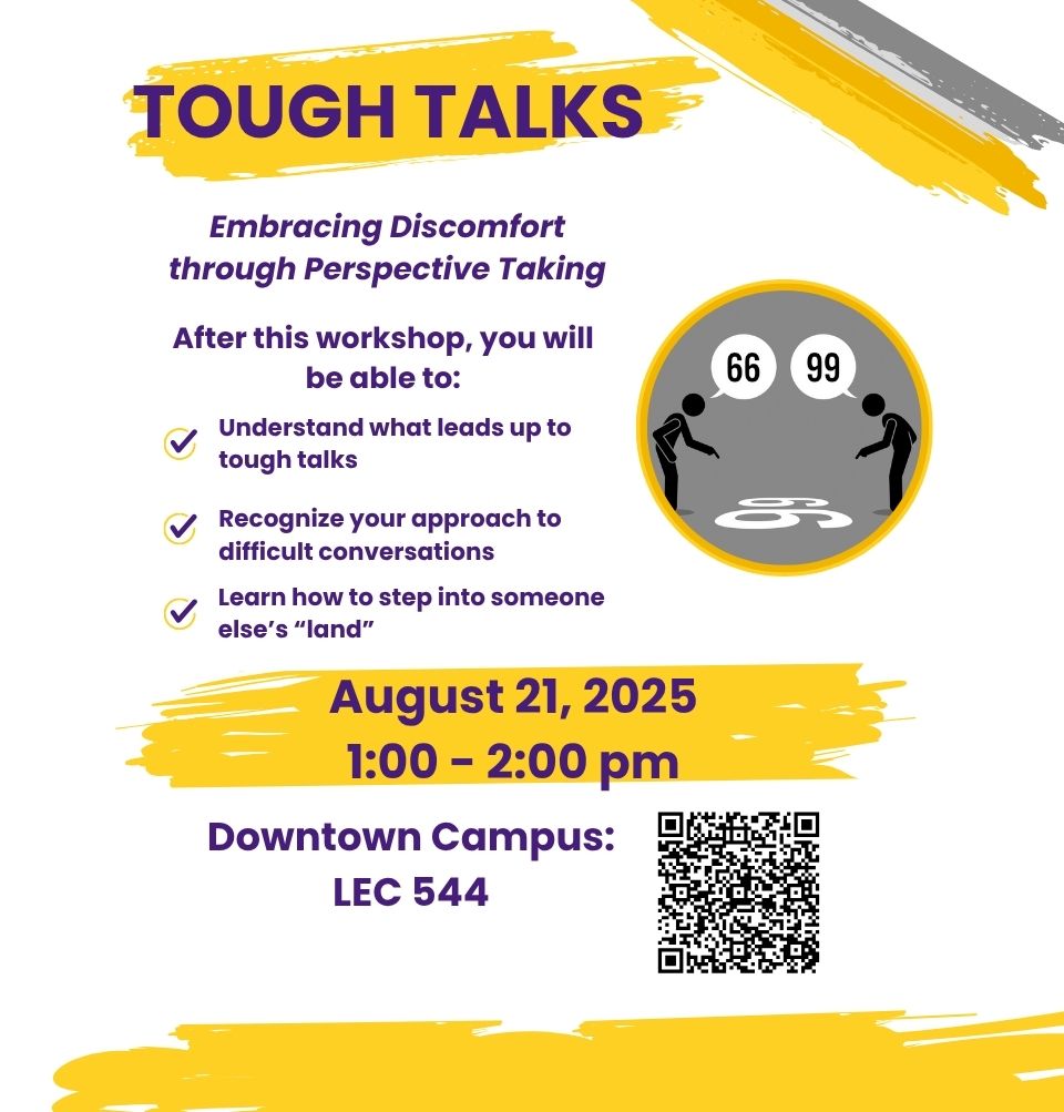 Event Title: Tough Talks  Sonja Washington , Event Date: August 21, Starting at 01:00 PM and ending at 02:00 PM in Building: Lions/LSU Clinics Building Room: 544