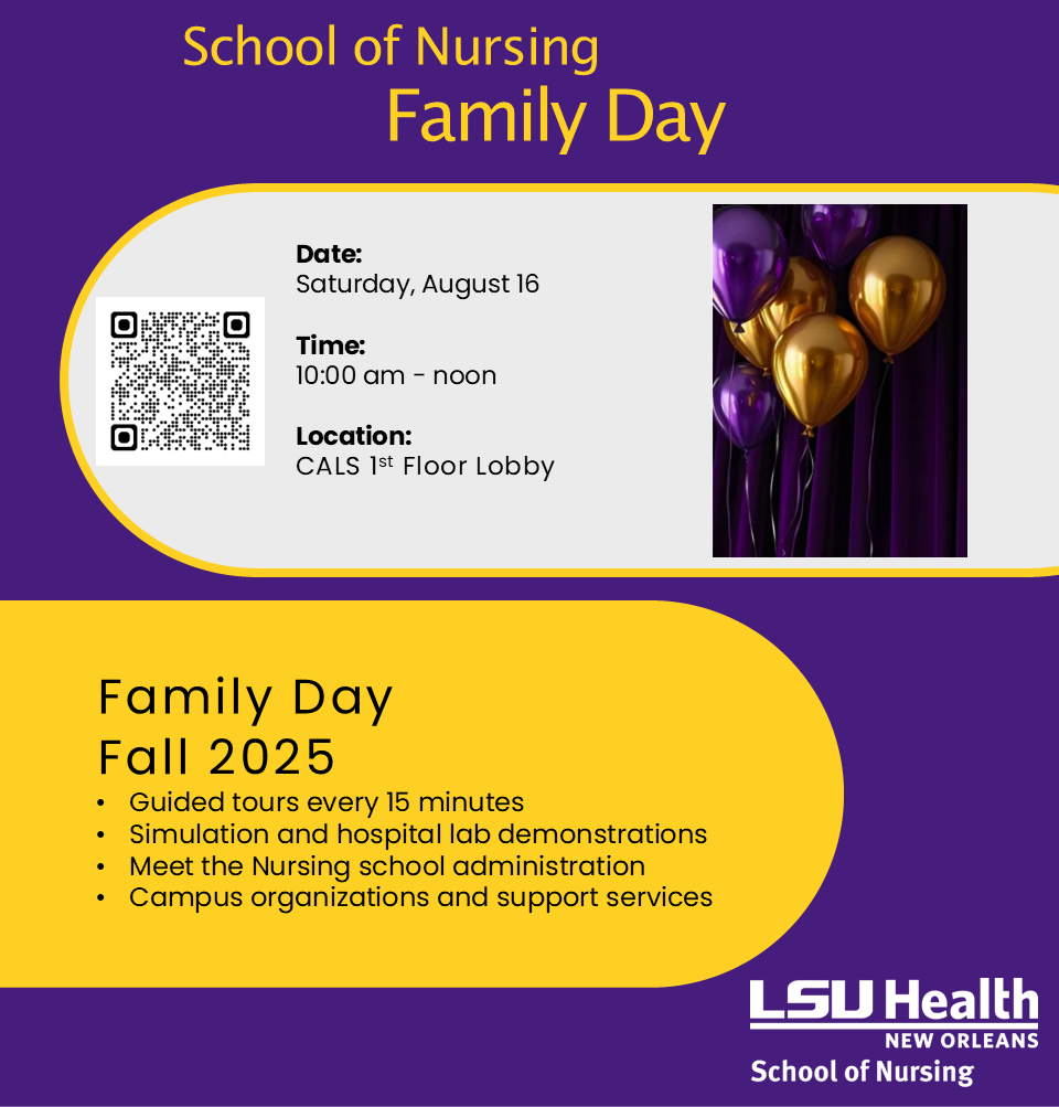 Event Title: Family Day , Event Date: August 16, Starting at 10:00 AM and ending at 12:00 PM in Building: Center for Advanced Learning and Simulation Room: 1st Floor