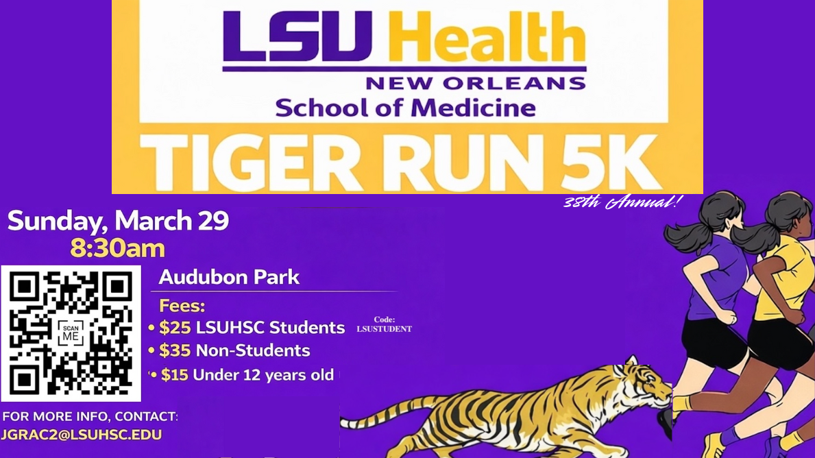 Event Title: Tiger Run & Walk 5K , Event Date: March 29, Starting at 08:30 AM and ending at 12:00 PM in Building: None