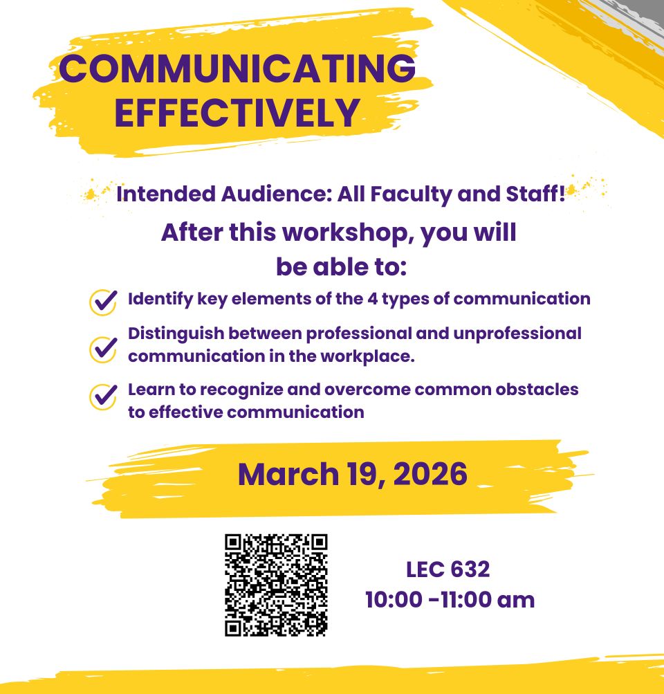Event Title: Communicating Effectively  Sonja Washington , Event Date: March 19, Starting at 10:00 AM and ending at 11:00 AM in Building: Lions/LSU Clinics Building Room:  632