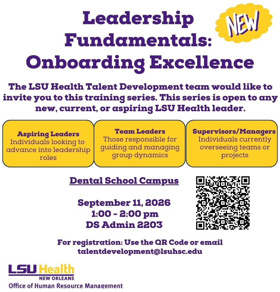 Event Title: Leadership Fundamentals: Onboarding Excellence Sonja Washington , Event Date: September 11, Starting at 01:00 PM and ending at 02:00 PM in Building: Dental School Administration Building Room: 2203