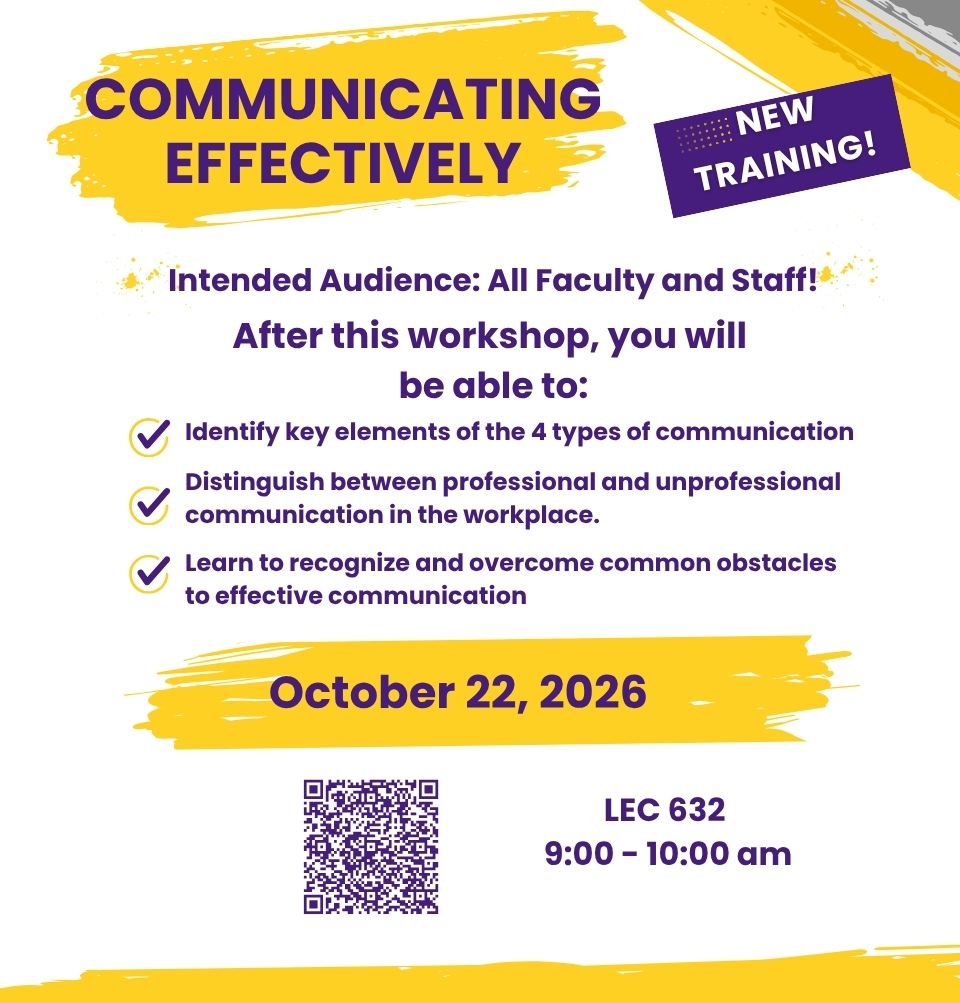 Event Title: Communication Effectively  Sonja Washington , Event Date: October 22, Starting at 09:00 AM and ending at 10:00 AM in Building: Lions/LSU Clinics Building Room: 632