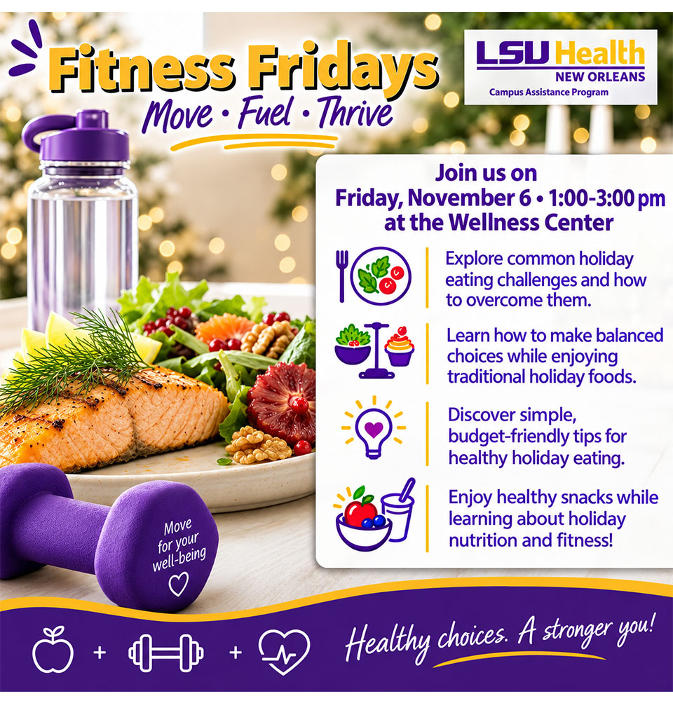 Event Title: Fitness Friday Nov. 2026 CAP & Wellness Center, Event Date: November 06, Starting at 01:00 PM and ending at 03:00 PM in Building: Center for Advanced Learning and Simulation Room: Wellness Center