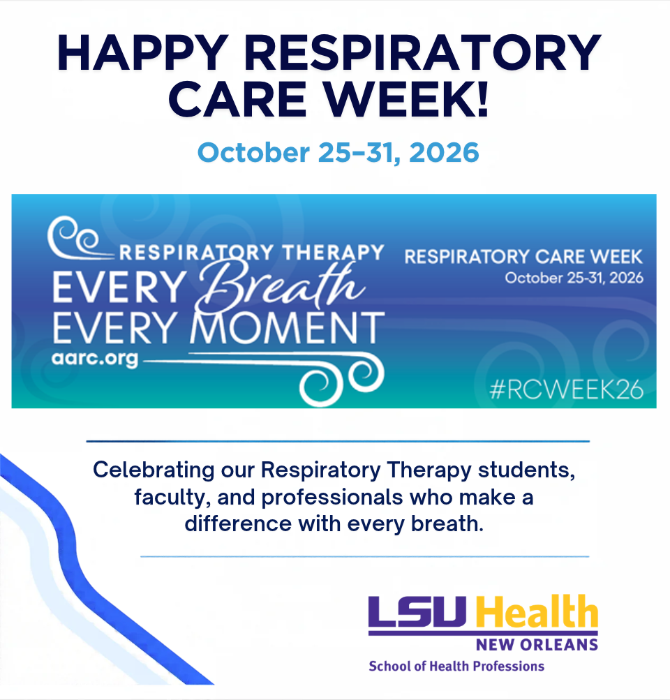Event Title: Happy Respiratory Care Week , Event Date: October 31, Starting at 12:00 AM and ending at 12:00 PM in Building: Allied Health/Nursing Building