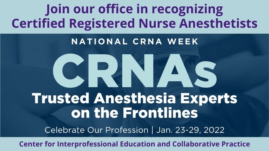 Event Title: CRNA Week , Event Date: January 23, Starting at 12:00 AM and ending at 12:00 AM in Building: None Room:  