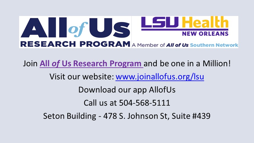Event Title: All Of Us Research Program , Event Date: July 25, Starting at 12:00 AM and ending at 12:00 AM in Building: None Room:  