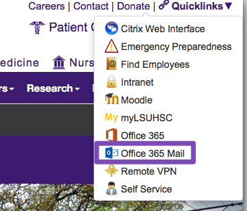 Outlook Web App for Office 365 | Email Support | LSU Health New Orleans