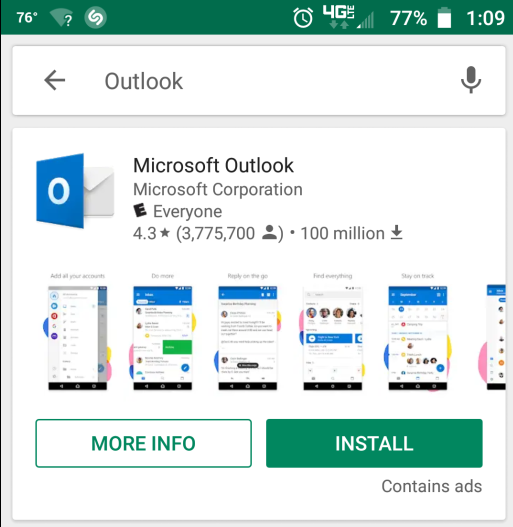 screenshot - Outlook for Android download