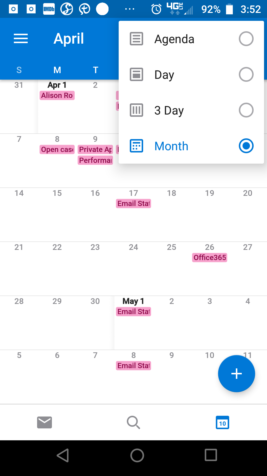 screenshot - calendar selection