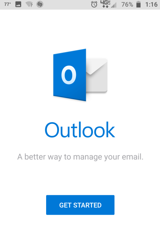 screenshot - Outlook intro screen