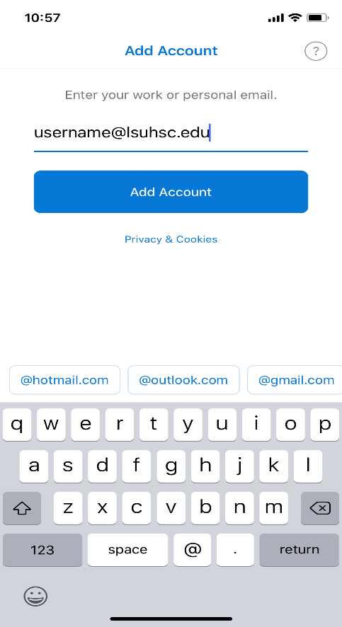 screenshot - Enter your @lsuhsc.edu email
