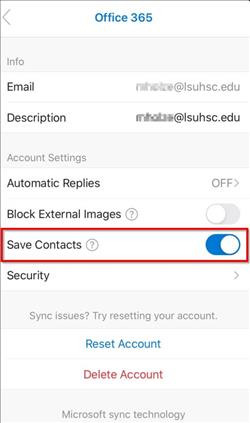 add office 365 contacts to iphone