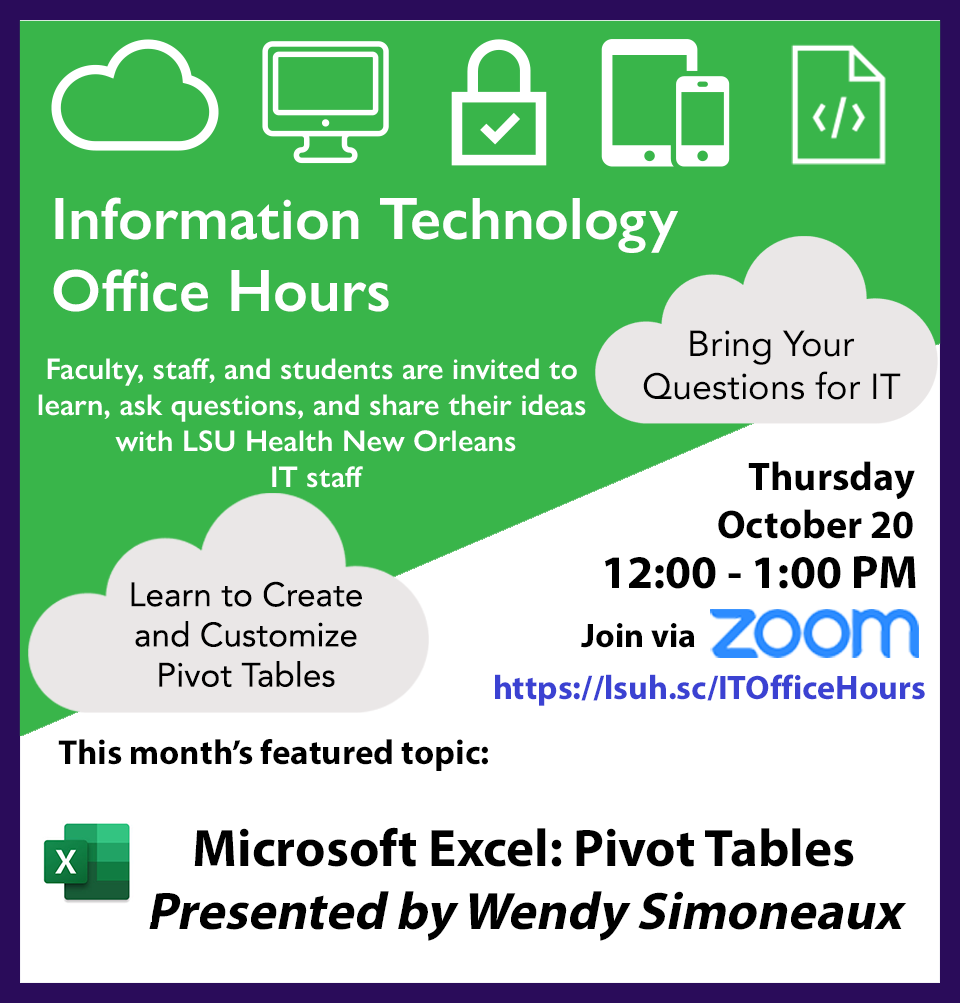 IT Office Hours Information Technology LSUHSC New Orleans