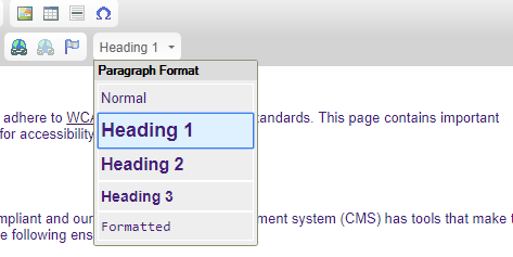 Selecting a heading