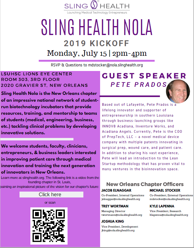 SLING HEALTH NOLA KICKOFF Flyer