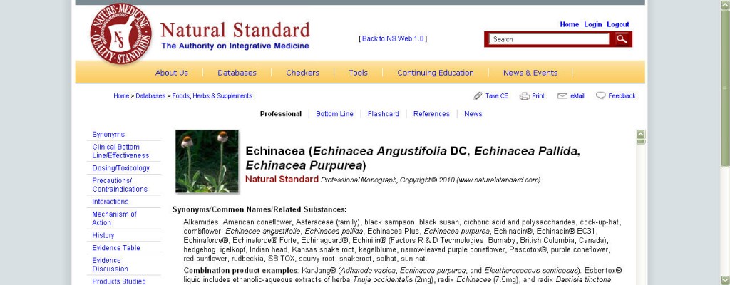 Drug monograph from Natural Standard