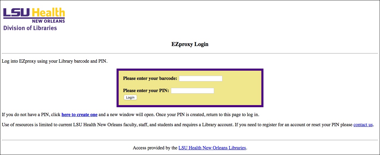 EZproxy Login