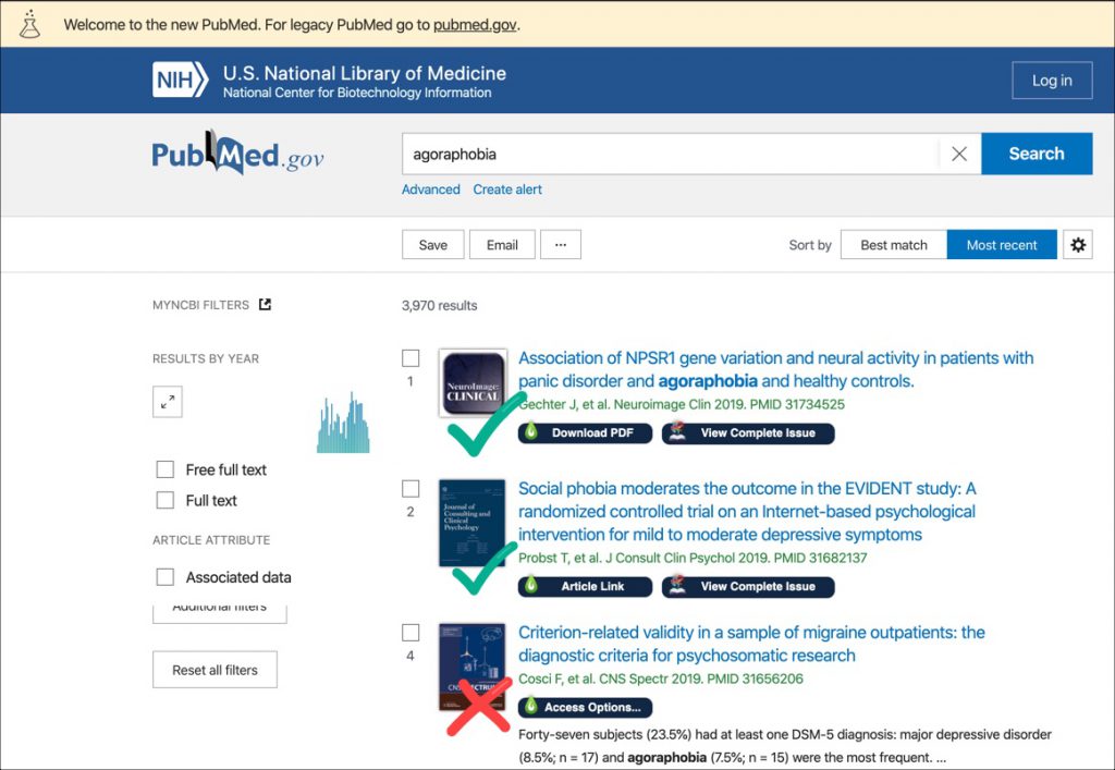 New PubMed with LibKey Nomad extension icons