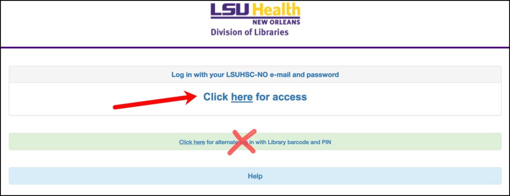 Screenshot of login options