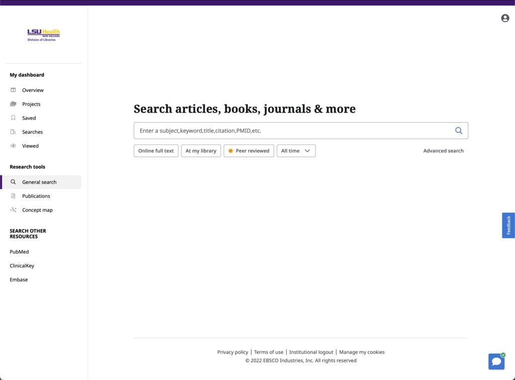 Screenshot of online search system