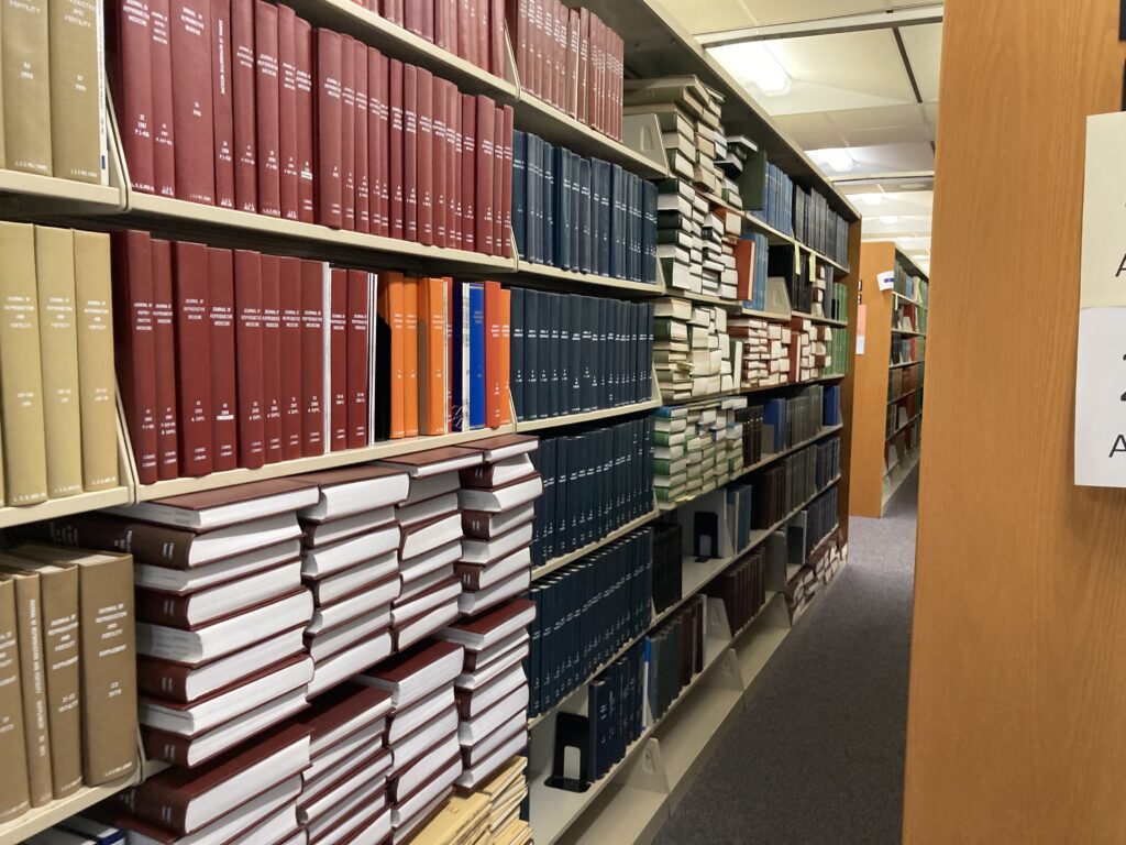 Photo of journals on shelving