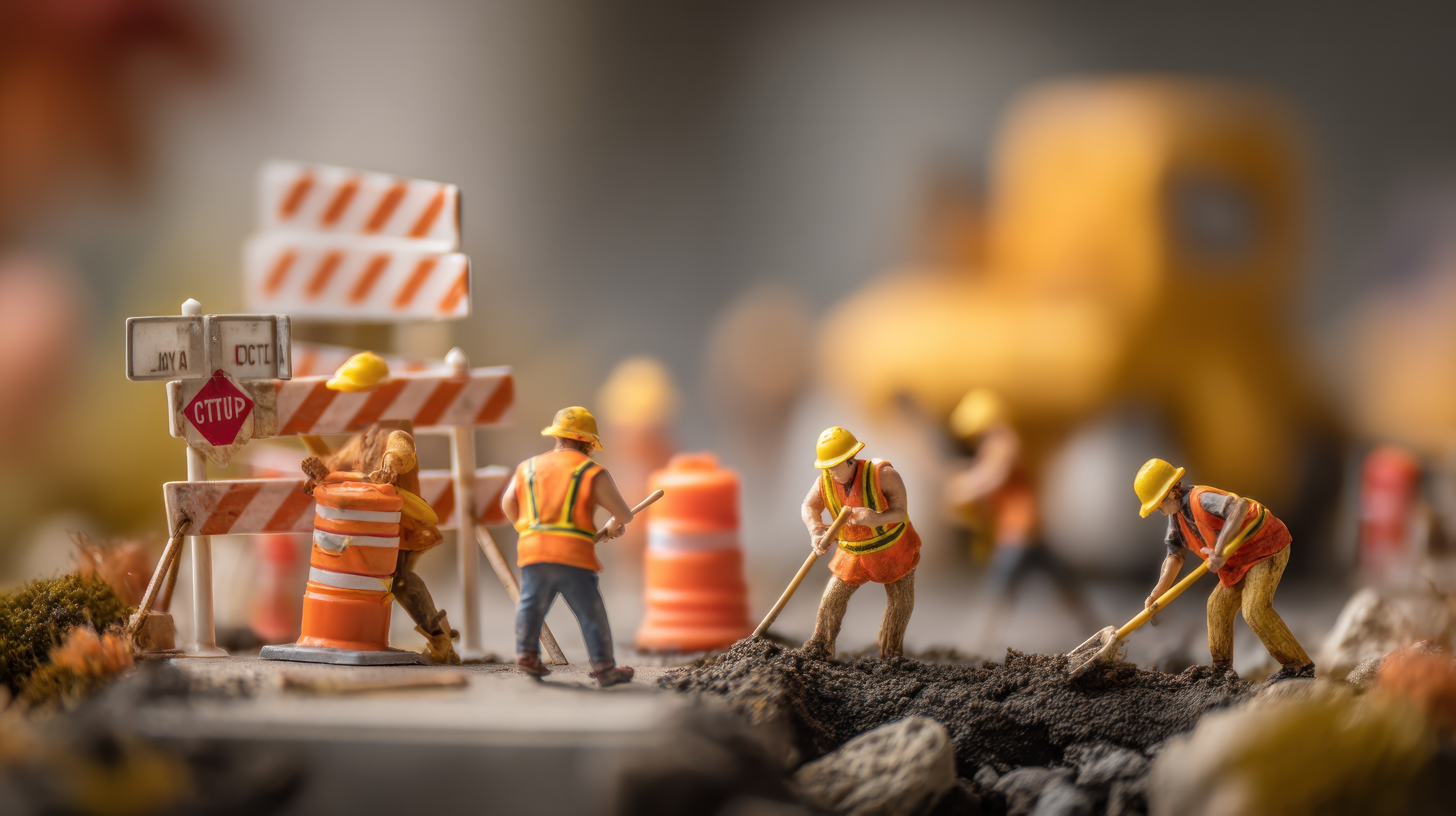 Tiny construction workers