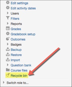 Administration block with Recycle Bin highlighted
