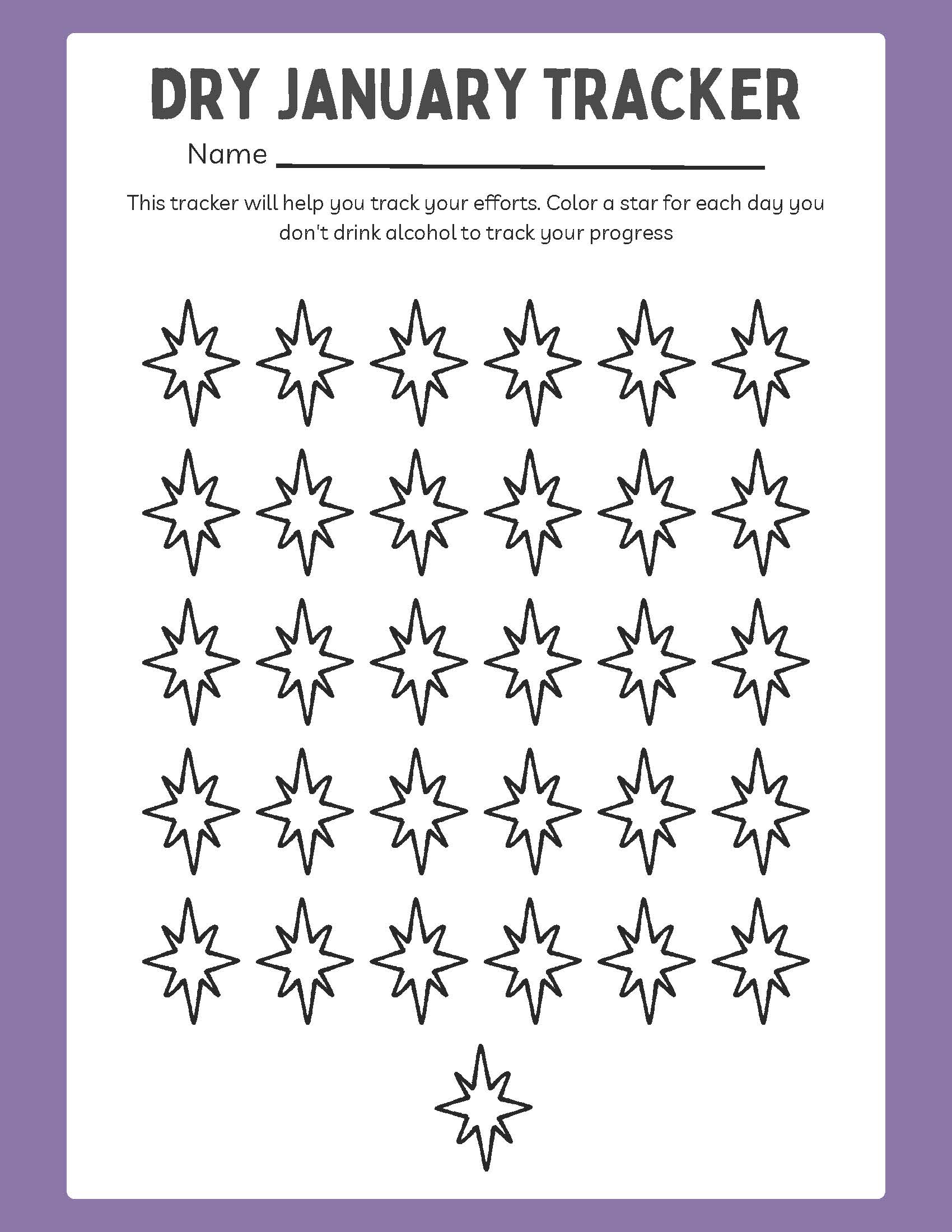 Dryuary 2026 tracker with stars