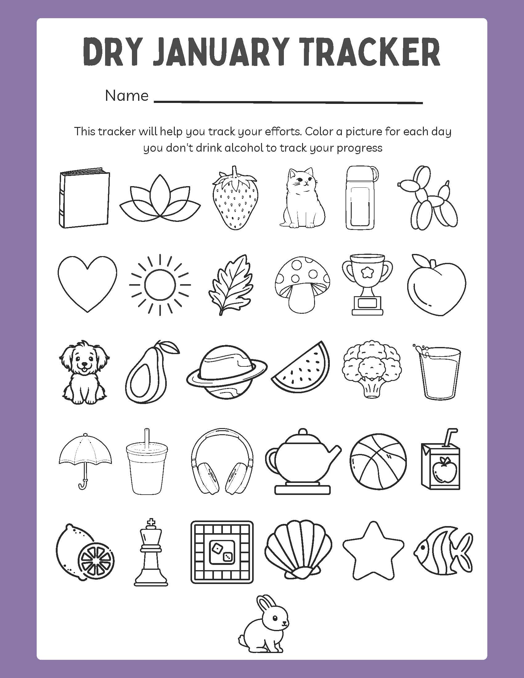 Dryuary Tracker 2026 with various images