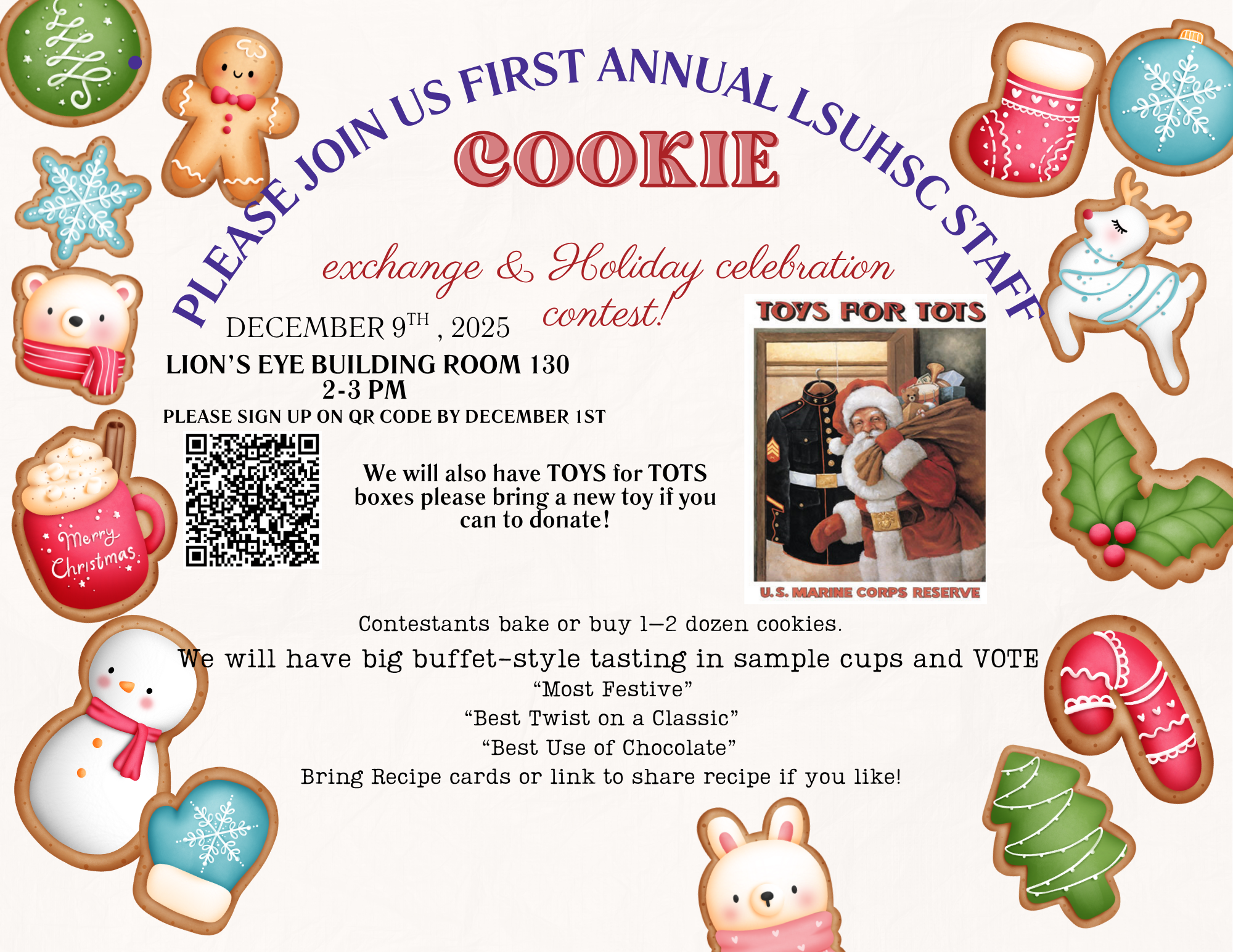 LSUHSC Staff Cookie Exchange & Toys for Tots