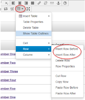 insert row before or after