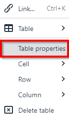 table properties